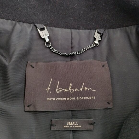 T. Babaton Virgin Wool Coat Small Black Classic Office Winter Coquette Neutral - Picture 5 of 13